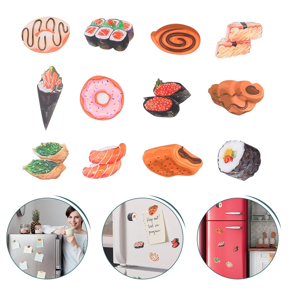 

12pcs Refrigerator Sushi Magnets Magnetic Sticker Refrigerator Door Decors