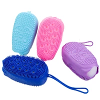 silicone bath brush back scrub soft exfoliating accessory with sponge double sided massage shower brush bathroom bath brushs