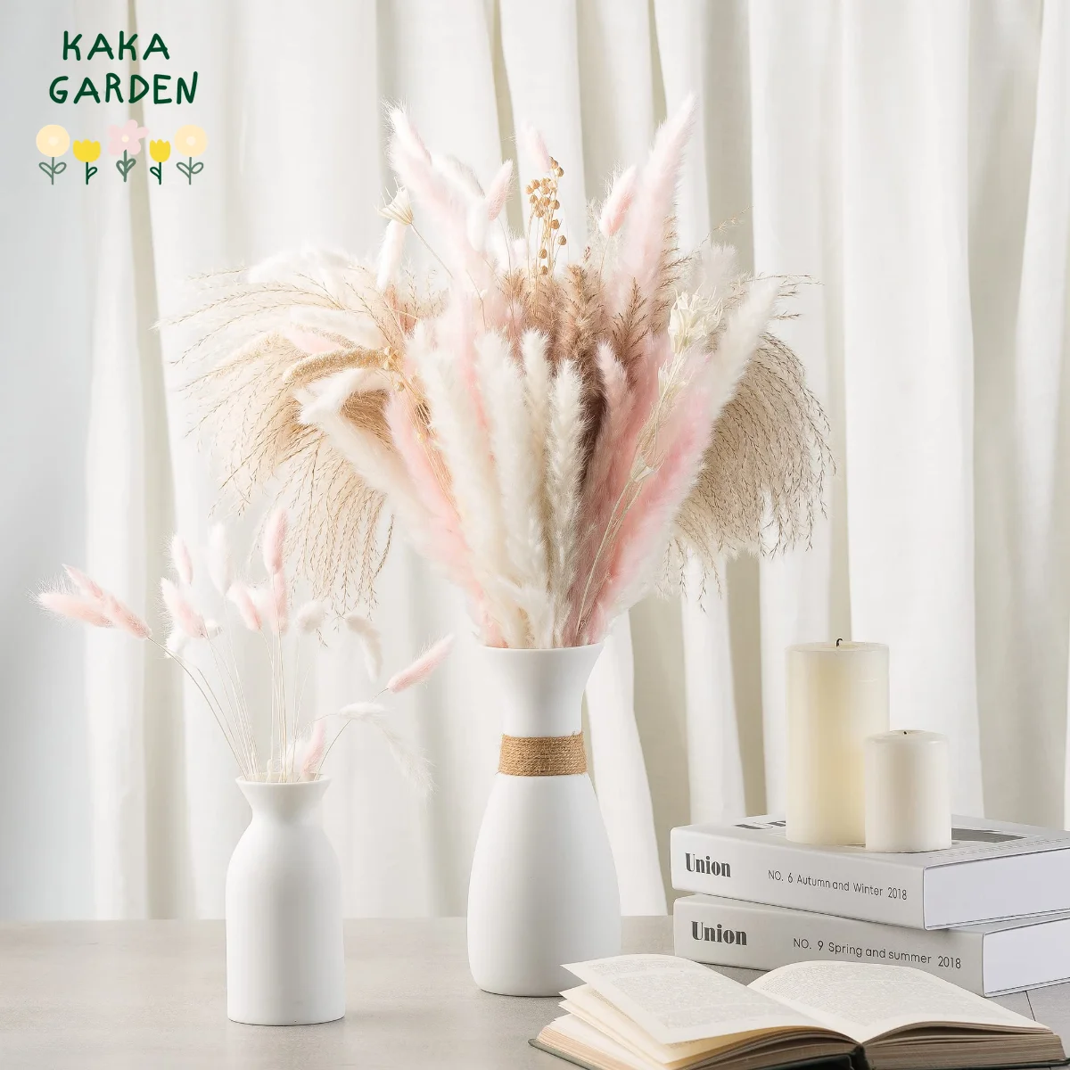 

Pampas Grass Home Decor Natural Dried Flowers Pink Bouquet Boho Wedding Decoration Reed Pine Cones DIY Flower Wall Office Table