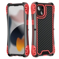 luxury shockproof armor case for iphone 13 pro max metal aluminum frame soft silicon carbon fiber back cover with gorilla glass
