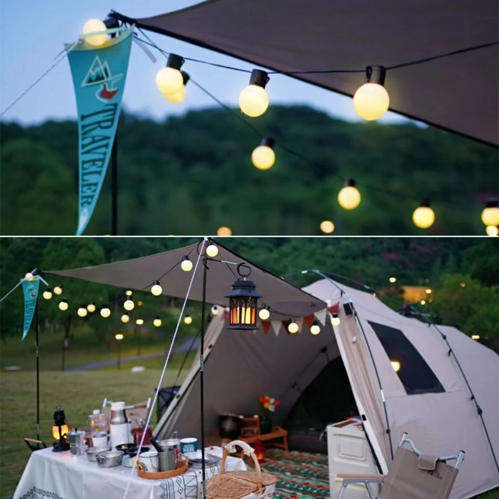 

220vled Solar Plug-in 4cm Bulb Outdoor Camping Decorative Transparent Ball Light Ambience Light Lighting Chain camping tools