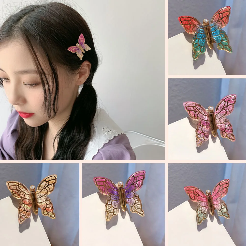 

Новинка 2022 заколки для волос Милая Фея Бабочка заколка для волос градиент-краска цветные Инструменты для укладки Заколки для женщин девоче...