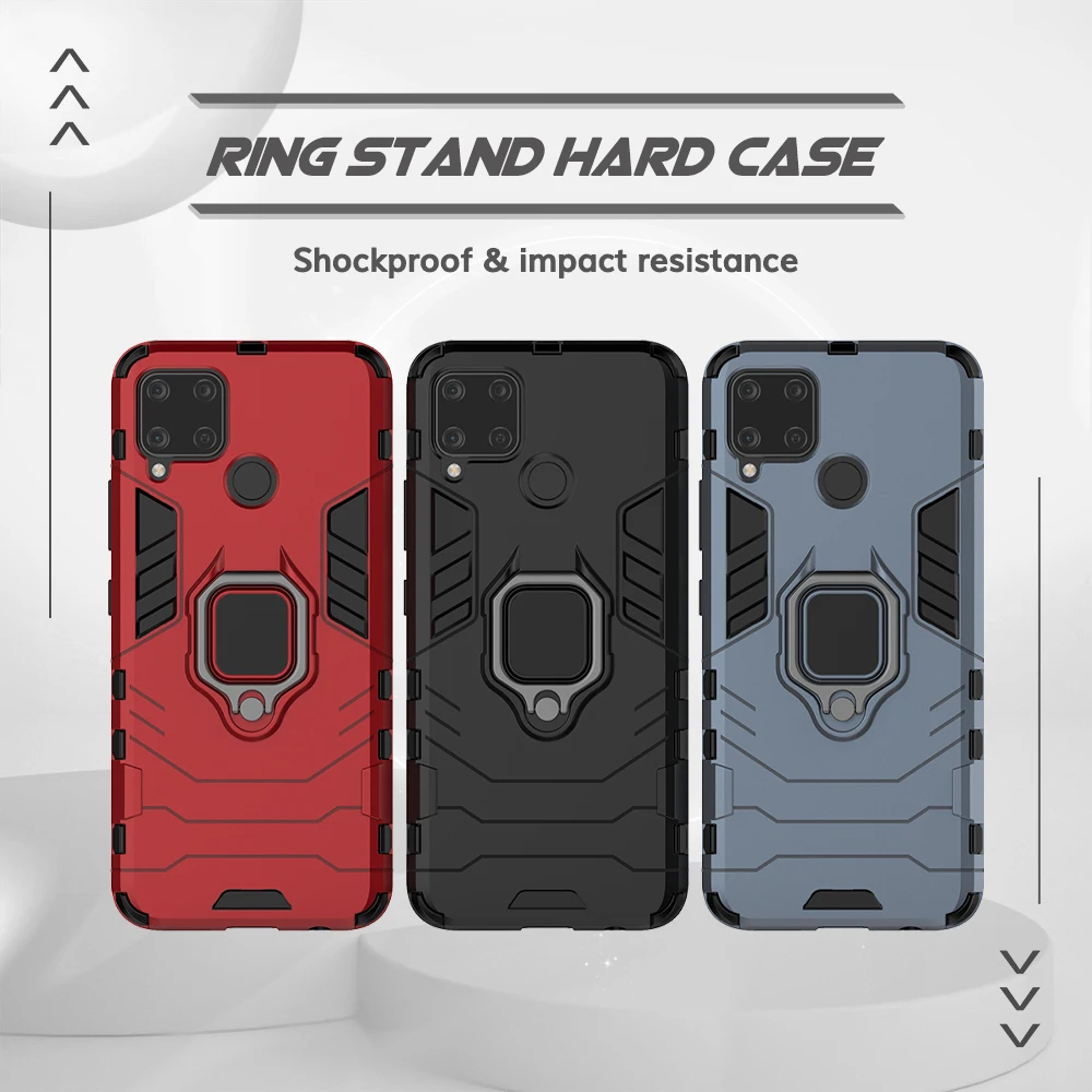 UFLAXE Original Shockproof Case for Realme C17 C15 C12 C11 2021 C3 C2 C1 Back Cover Hard Casing with Ring Stand enlarge