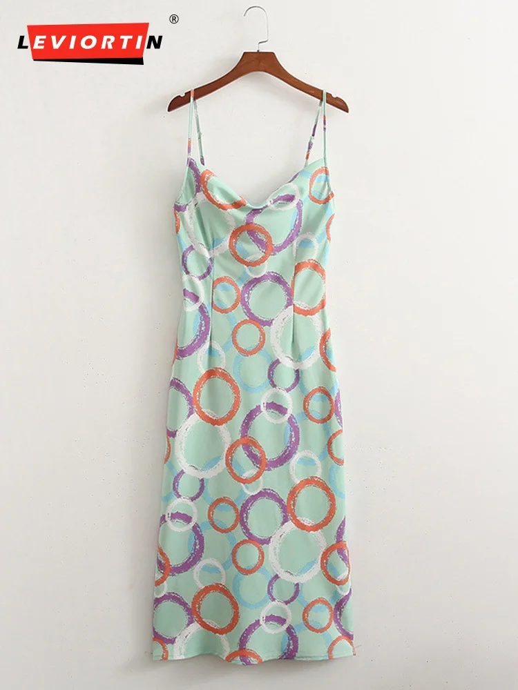 

LEVIORTIN Women Vintage Print Strapless Casual Dress Female Sexy Print Wrap Bust Slim Sling Breasted Vestidos Chic Dresses