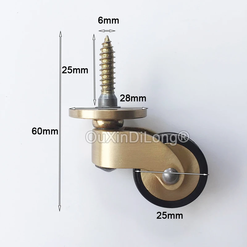 4 шт., 1 дюйм, латунь + резина, универсальные мебельные колеса, стол, стул, диван, плавно бесшумные ролики, мебельные ролики, направляющие Z528