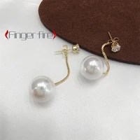 simple gold metallic white pearl womens ear pendant wedding anniversary gift beach party jewelry