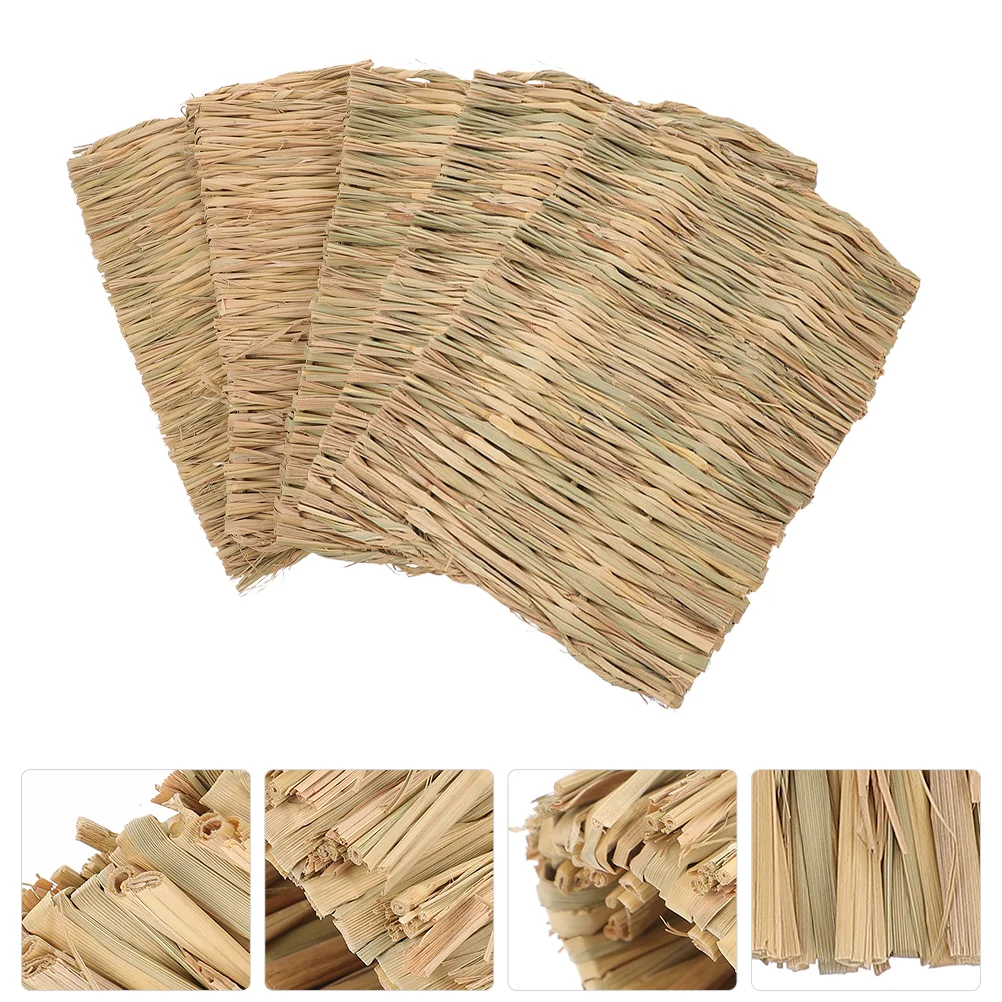 

5pcs Grass Mat for Rabbit Bunny Hay Mat Small Animal Cages Woven Mat Rabbit Grass Mat