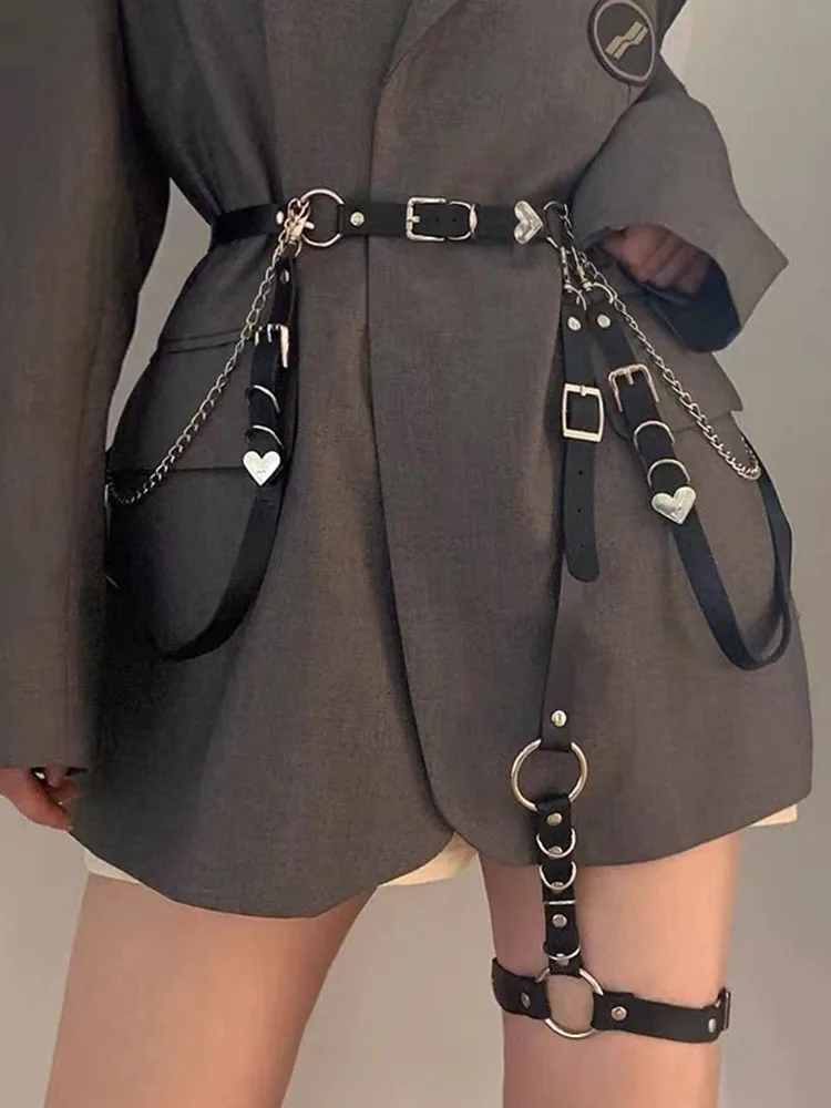 

Gothic Sexy Garters Faux Leather Women Body Bondage Lolita Punk Belt Straps Harness Goth Chain Belt Harajuku JK Garters Girdle