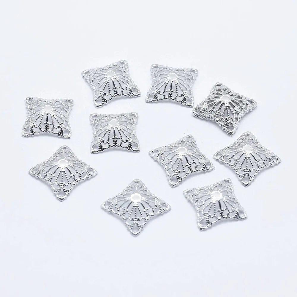 

Brass Bead Cap Long-Lasting Plated Real Platinum Plated Nickel Free Square 14.5x15x4mm Hole: 2mm