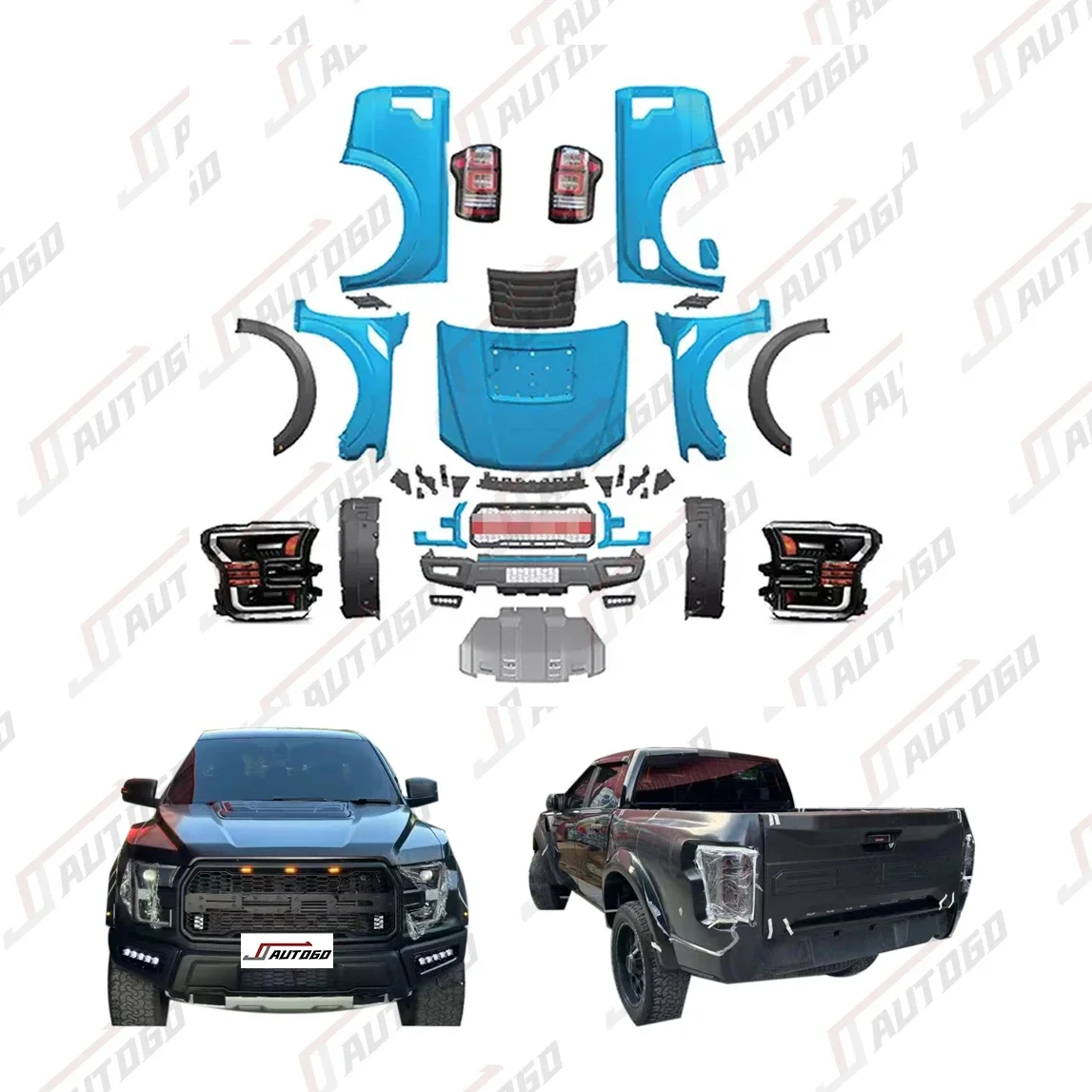 Высококачественный комплект кузова для Ford Ranger T6 T7 T8 2012-2021 до F150 RAPTOR фара задний