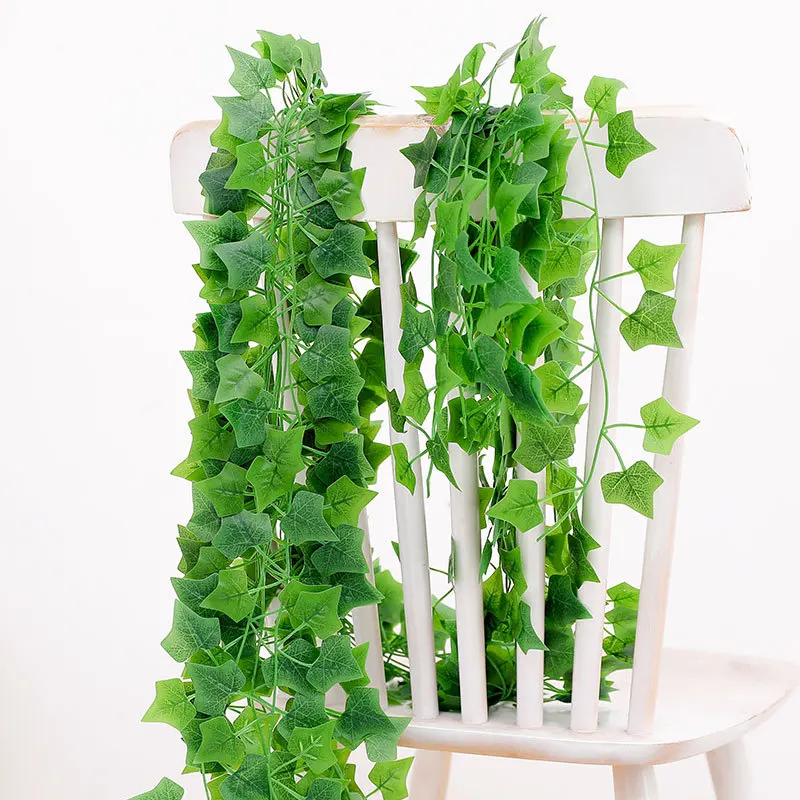 

210cm Green Silk Artificial Plant Leaves Vine 12pcs Hanging Ivy Rattan Wall Garland Home Bathroom Decoration Garden Party Decor