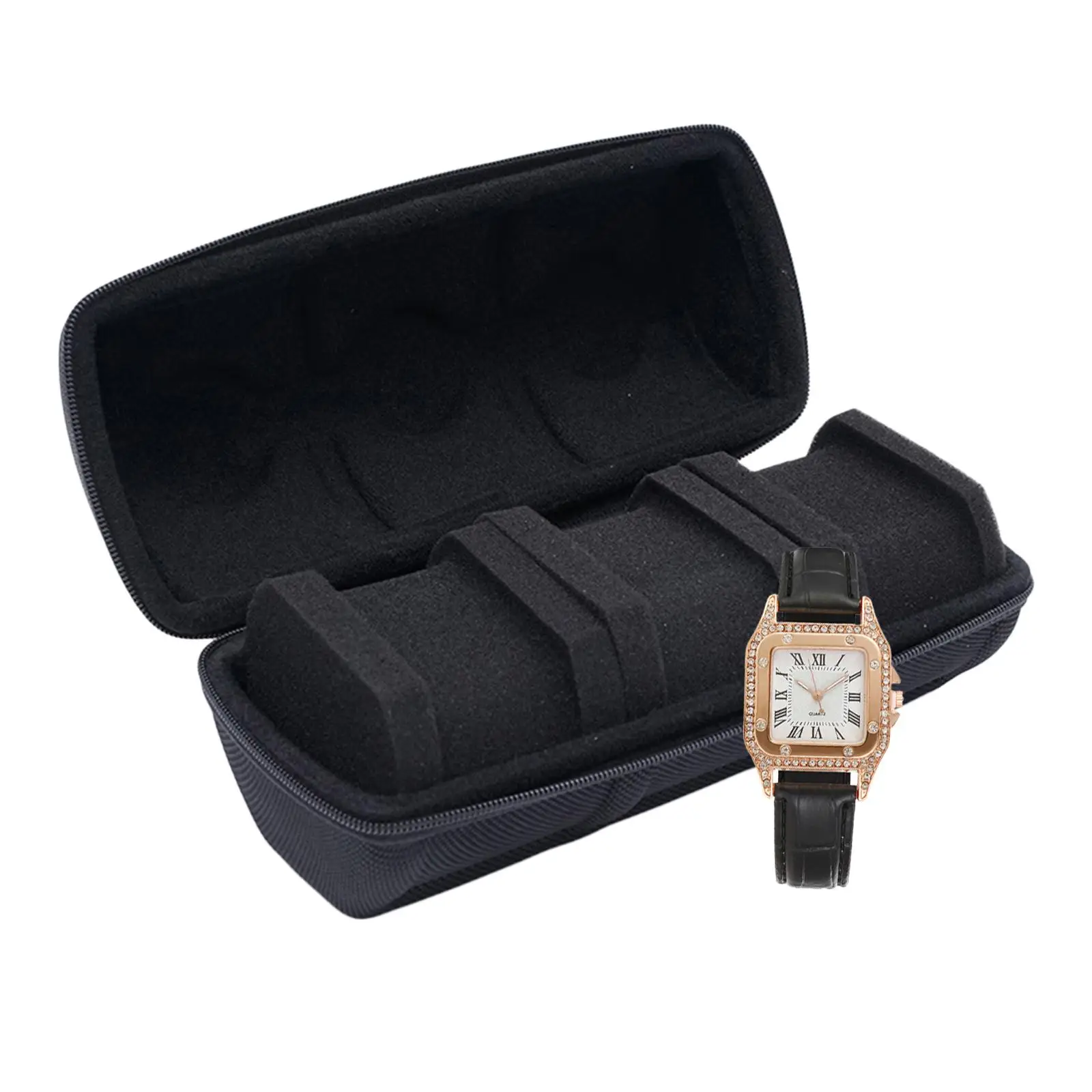

3-Slot Watch Box Organizer EVA Travel Roll Storage Pouch Portable Roll Pouch Collector for Wristwatches Men Women Jewelry Gifts