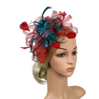 womens sinamay fascinator cocktail party hat feather hats hair clip wedding dress fedoras flower feather hat mesh headpiece