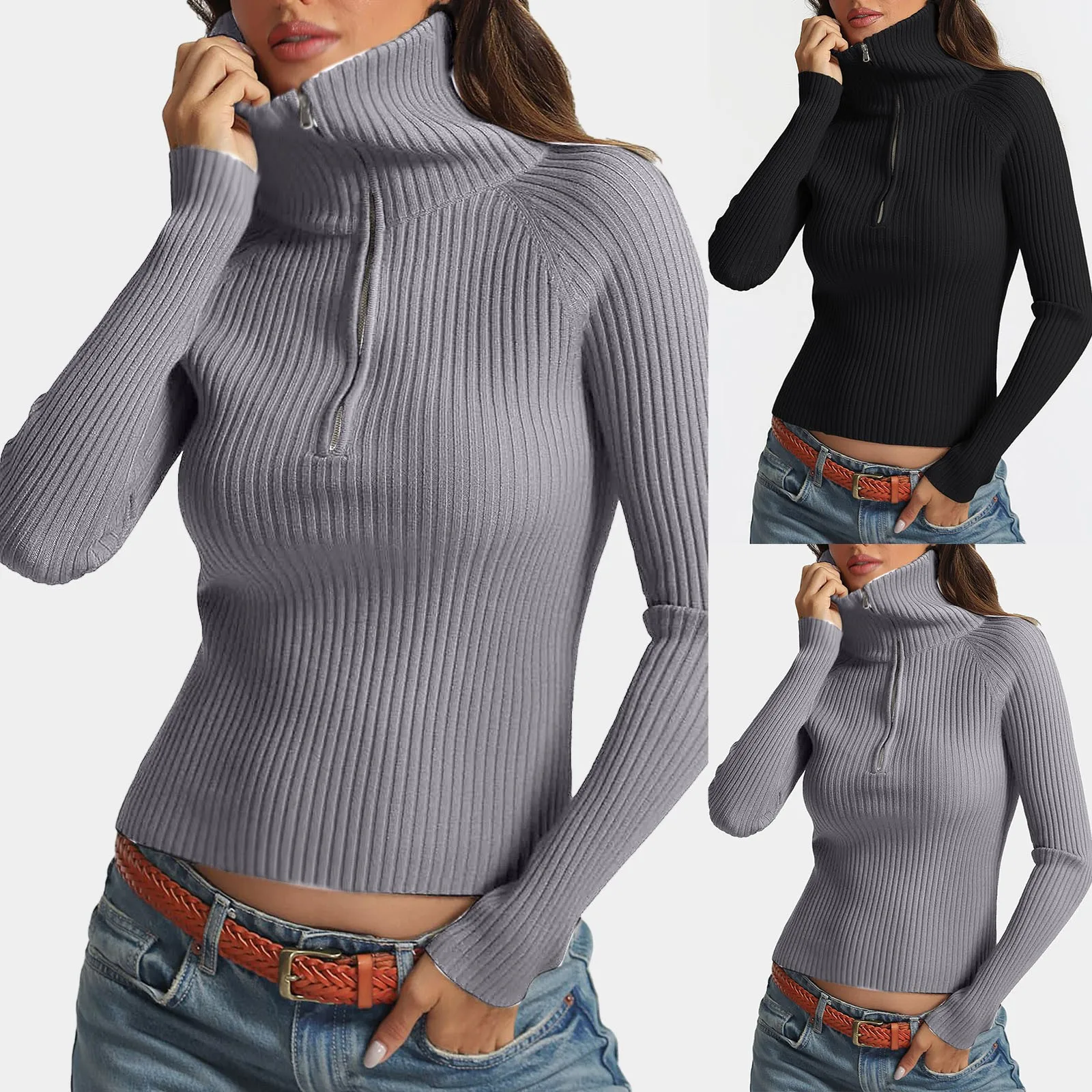 Осень-зима однотонные облегающие пуловеры повседневные свитера с длинными