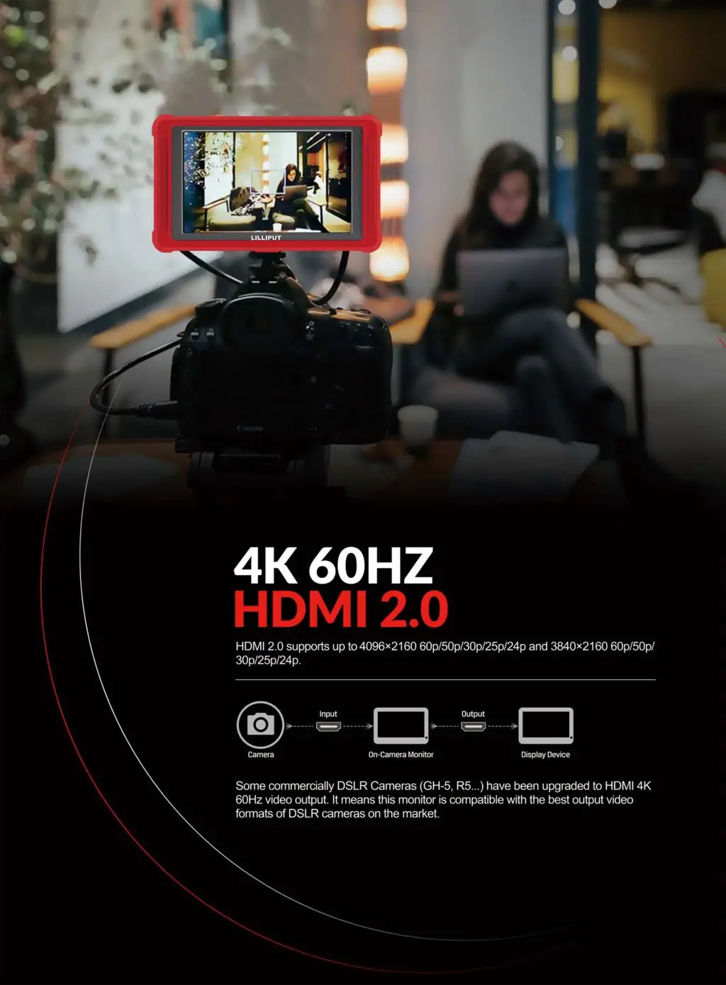 Монитор LILLIPUT FS5 5 4 дюйма для камеры DSLR полевой FHD HDR 3G-SDI 4K HDMI 60 Гц 3D LUT Waveform DCI-P3