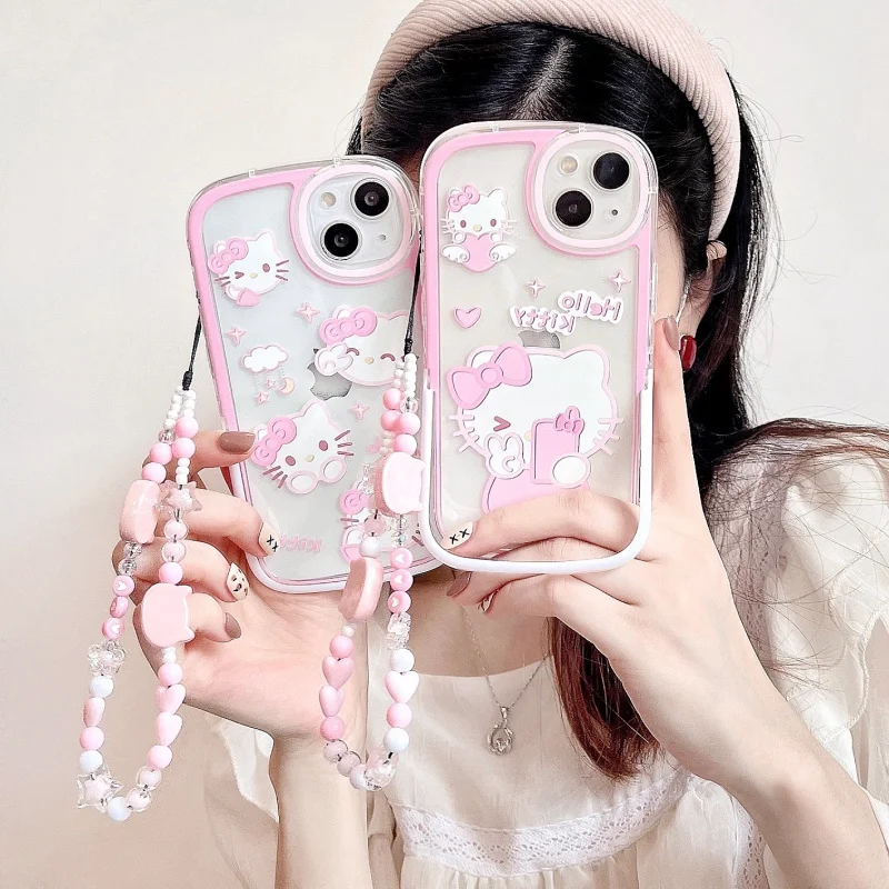 

BANDAI Cute Cartoon Hello Kitty Chair Holder Phone Case for iPhone 11 12 13 pro XS MAX X XR XS MAX