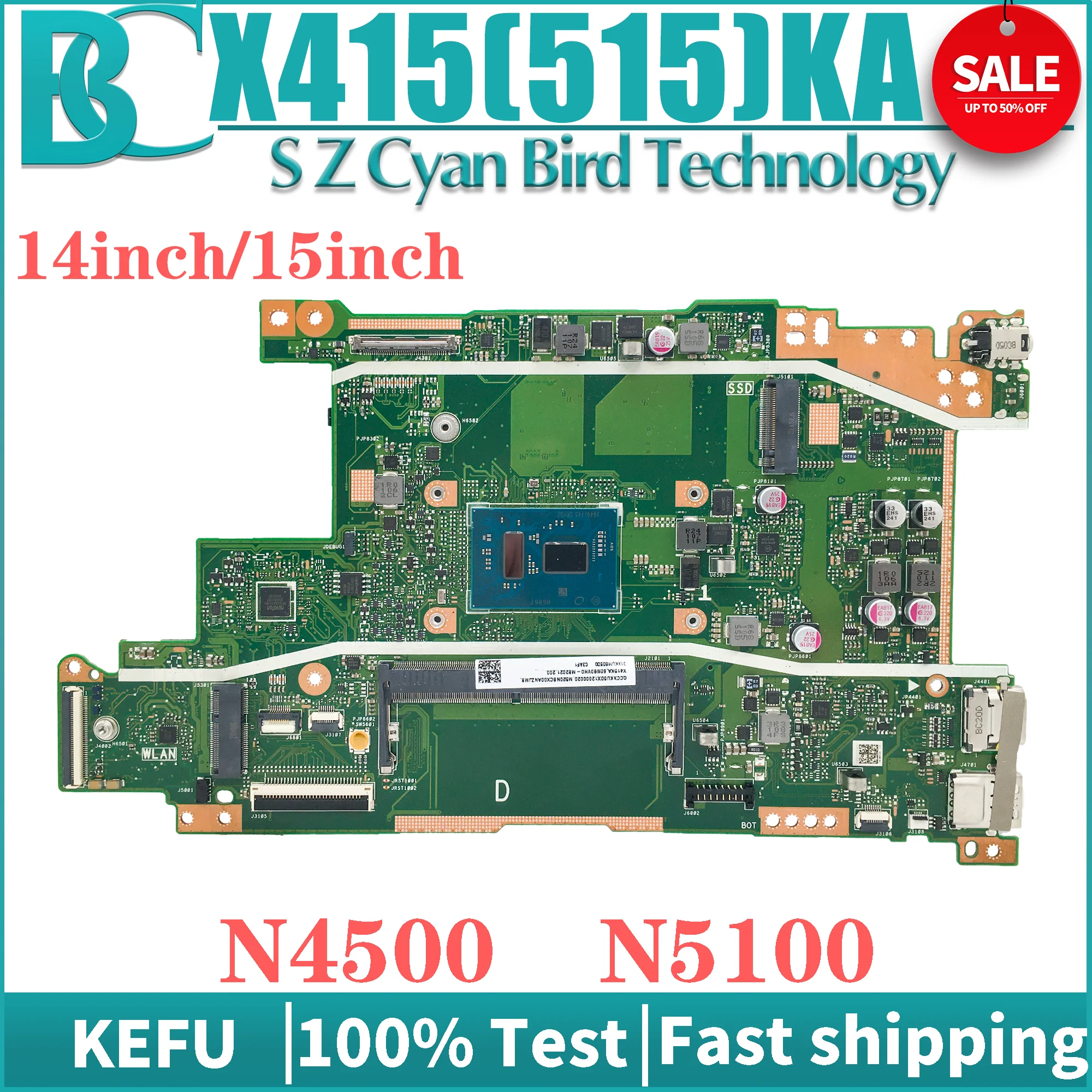 

KEFU X415KA Notebook Mainboard N4500 N5100 CPU For ASUS X515KA X415K X515K F415KA F515KA Laptop Motherboard 100% Test OK
