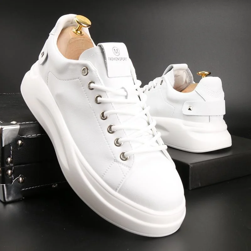 

High quality Leather small white shoes, men's thick soles, high air cushion, casual board summer new Korean version, versatile s