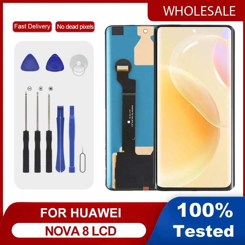 

1Pcs 6.57 Inch Nova 8 5G Display For Huawei Nova 8 Lcd Touch Screen Digitizer ANG-AN00 Assembly With Frame Free Shipping