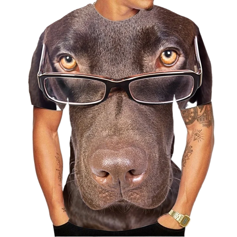 

Новинка 2023, модная мужская и женская футболка с 3D принтом собаки, Повседневная футболка с коротким рукавом и круглым вырезом, XS-5XL