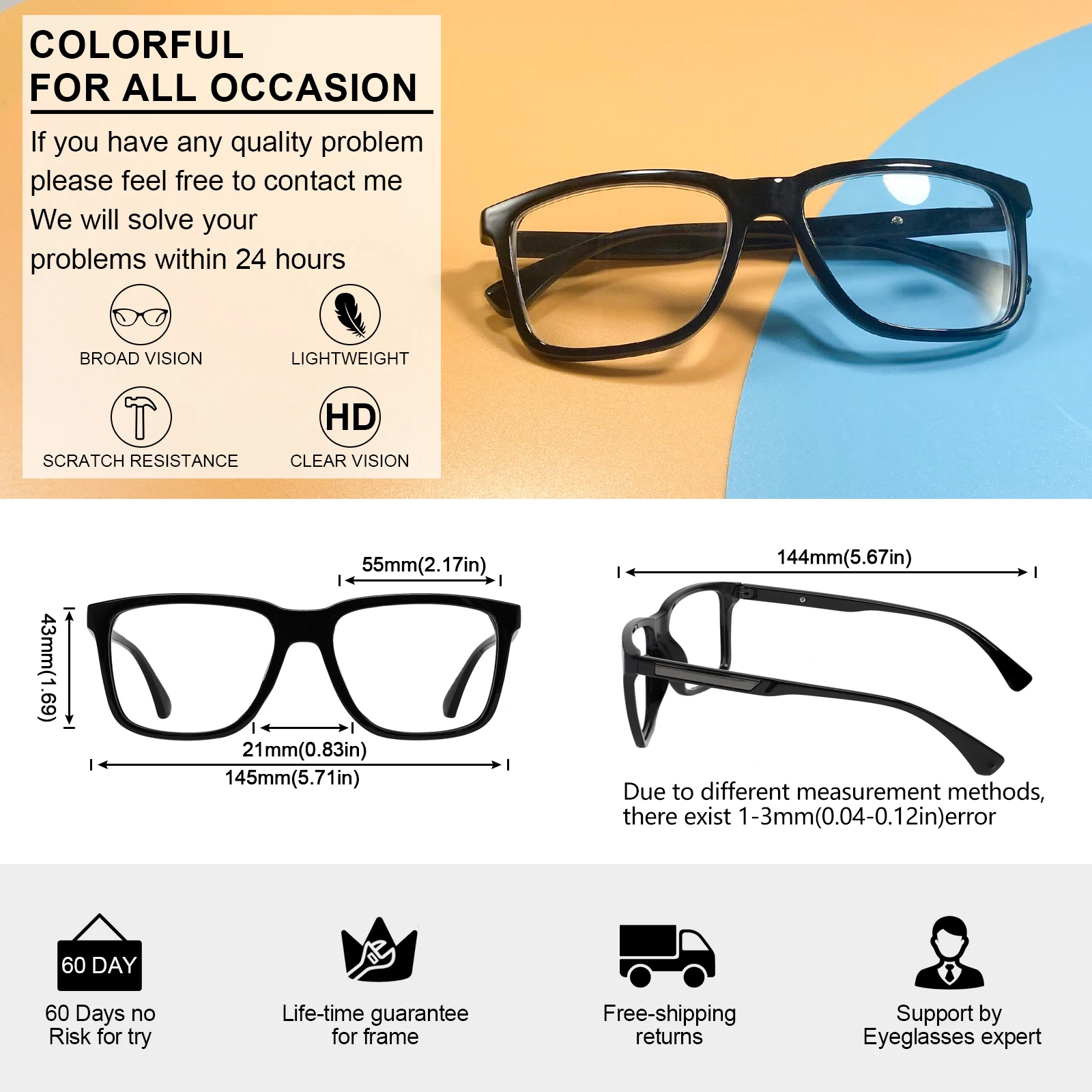 Квадратные очки для чтения мужчин большие оптические пресбиопии удобные