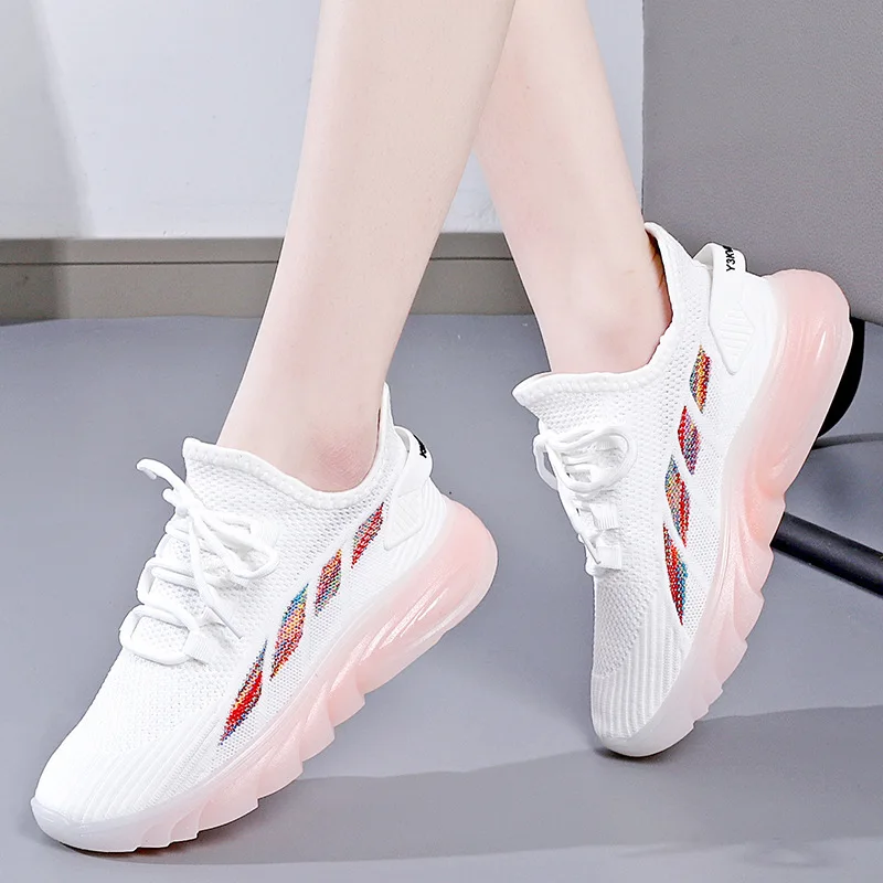 

2023 Hot Sale Running Shoes Women Sport Shoes Outdoor Lace-up Platform Sneakers Air Mesh Breathable Walking Jogging Gym Trainers