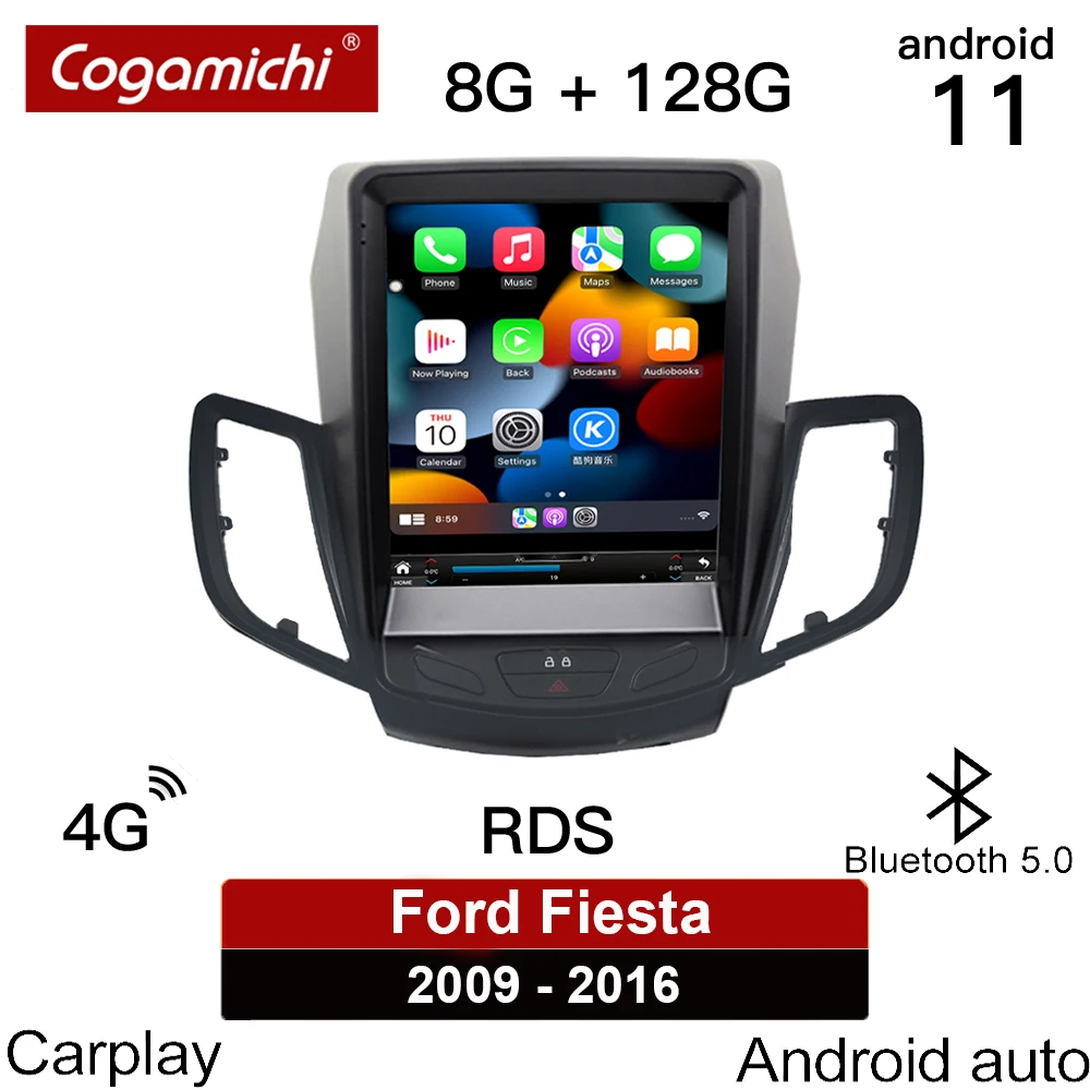 Автомобильный мультимедийный плеер для Ford Fiesta 2009 - 2016 дисплей Поддержка Apple Carplay