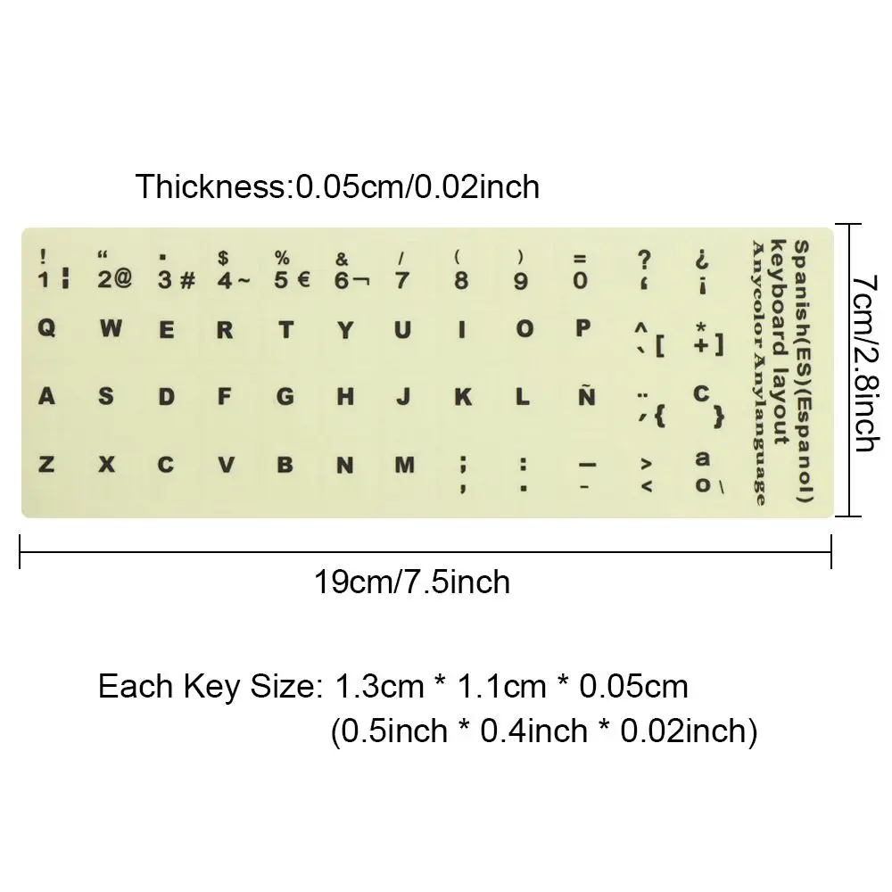 Светящиеся наклейки на клавиатуру защитная пленка с буквами испанского