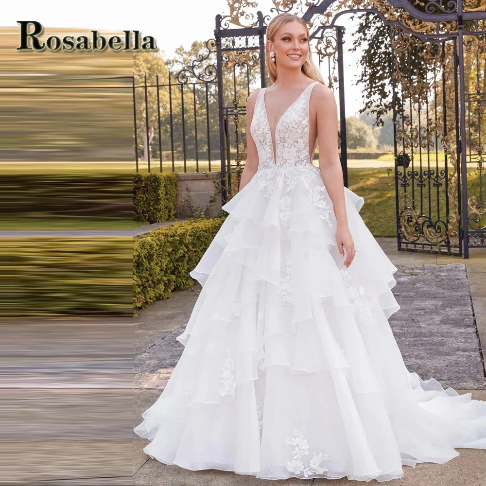

ROSABELLA Trendy Cutout Layered Wedding Dresses For Women Illusion Appliques Vestidos De Novia Brautmode Personised Plus