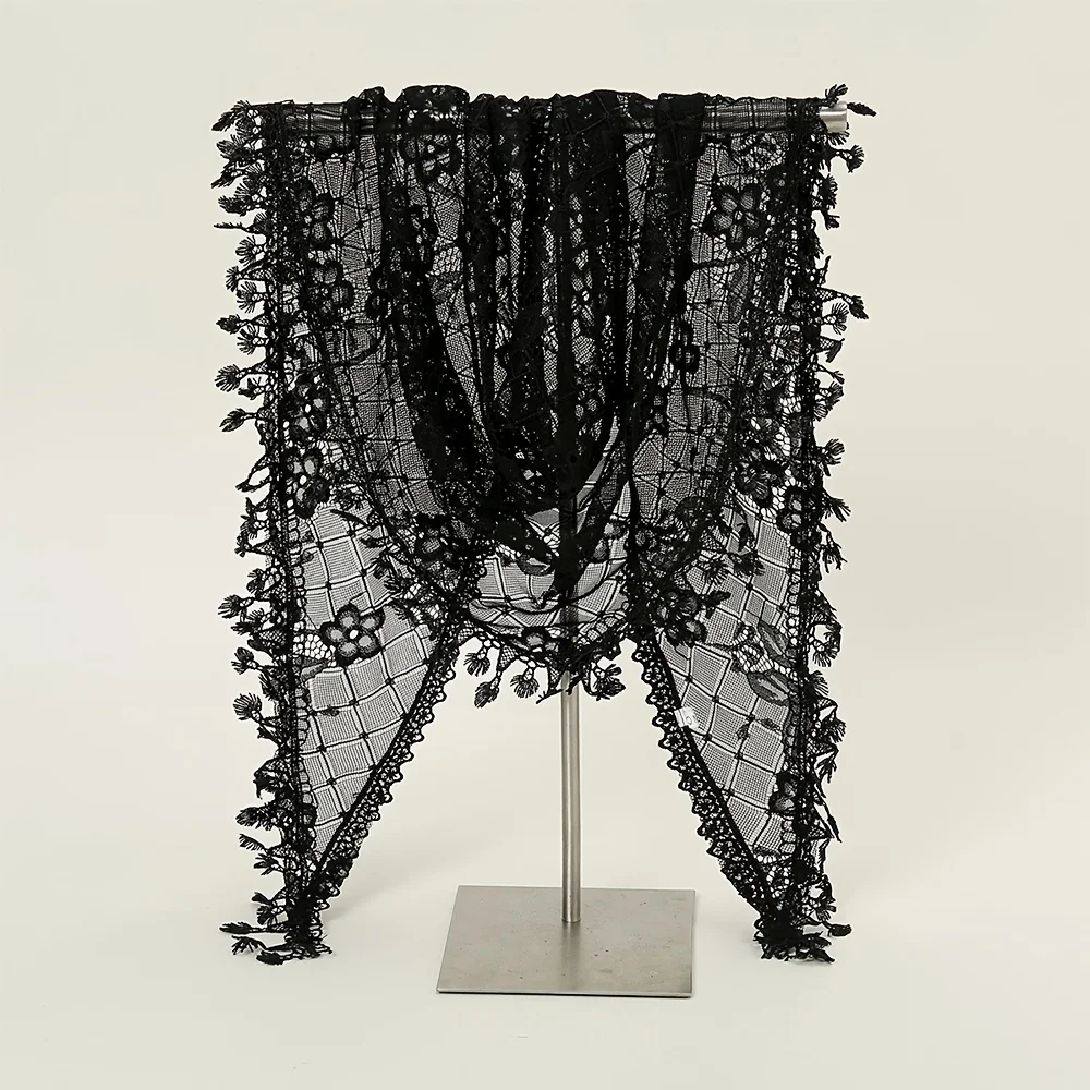 Кружевной треугольный хиджаб с кисточками шарф однотонная шаль цветочной