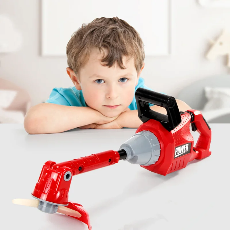 

3+ Light Sount Electric Children's Pretend Play Toys Super Simulation Grass Cutter Lawn Mower Garden Tools Red Electric Saw