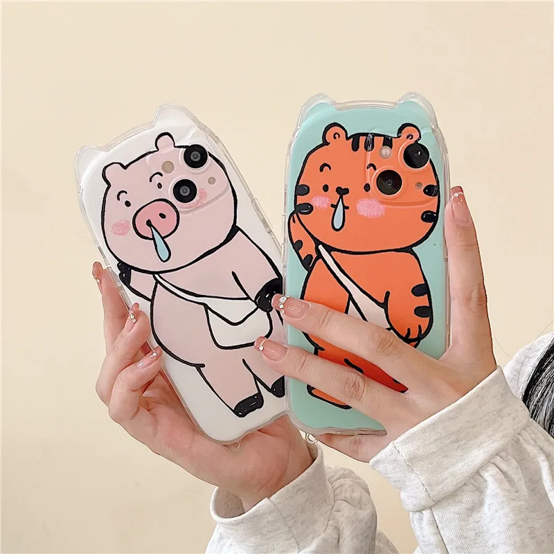 

Cartoon cute piglet tiger apple 11/12 for iPhone14PLUS/13PROMAX phone case anti-drop