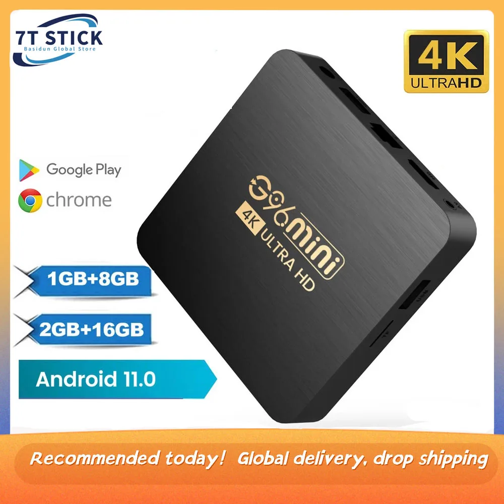 

G96 mini TV Box Android 11.0 Android TV Box H313 Chip WiFi 2.4G 4K Smart Home Set-Top Box Voice Assistant