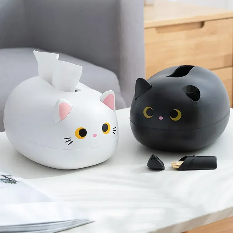 

Multifunction Tissue Box Kitchen Napkin Storage Box Wc Paper Container Desktop Toilet Paper Holder Cute Cat Style Decorate New
