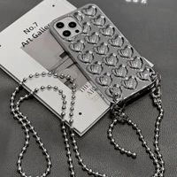 ins 3d love oblique hanging chain anti drop mobile phone case for iphone xr xs max 8 plus 11 12 13 pro max case