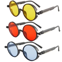 fashion sunglasses steampunk style round frame retro classic colored lens sun eyewear gothic punk glasses unisex
