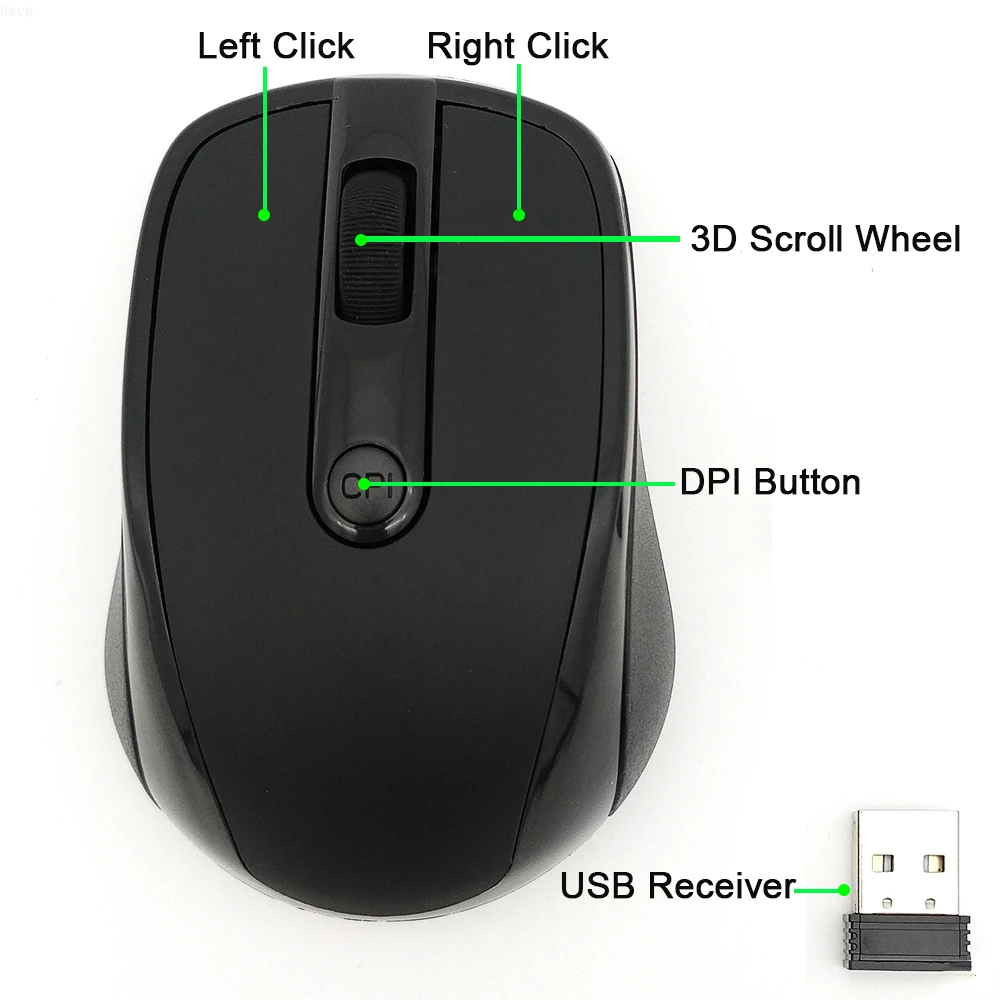 

2.4GHz USB Optical Wireless Mouse,2000DPI Adjustable Receiver Optical Computer Gaming Mouse For MAC Huawei Ect Laptops
