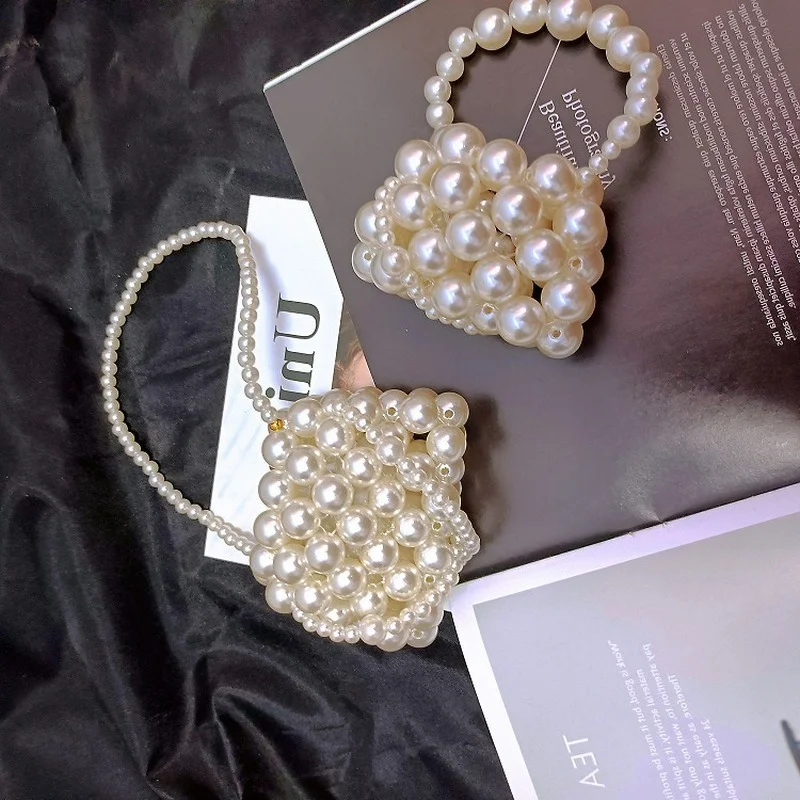 

Korean Little Girls Purses and Handbags Cute Baby Party Pearl Tote Mini Coin Wallet Women Beach Hand Bags Gift