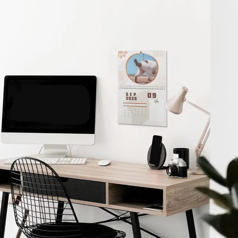 Календарь с забавным рисунком кошки 12 месяцев настенный календарь Настенный