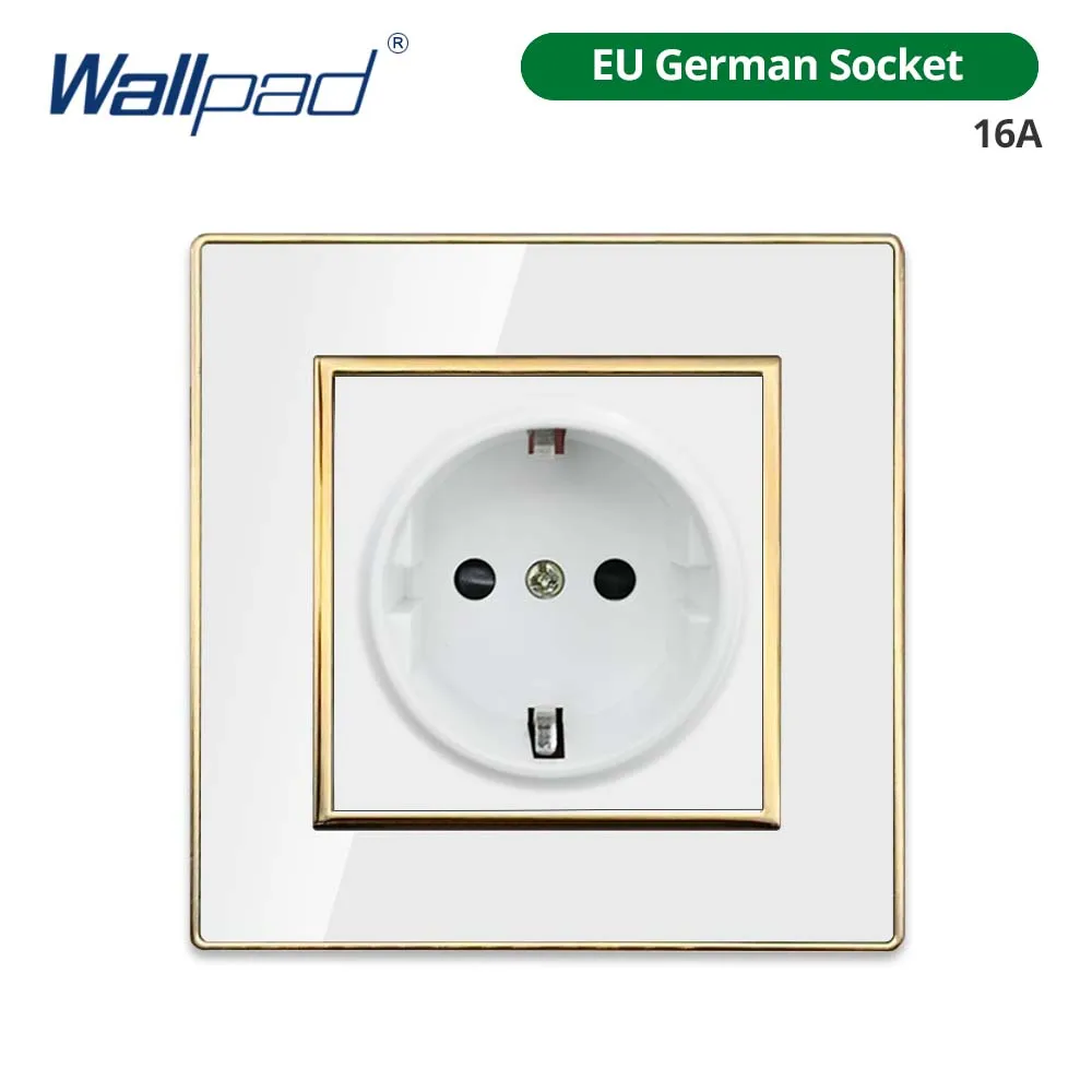 

Wallpad белая акриловая панель с золотой рамкой 2-позиционный выключатель со светодиодом с розеткой USB