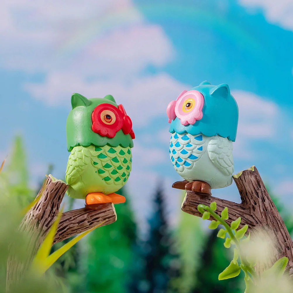 4 шт. имитация совы подарок маленькие искусственные украшения для дерева смола