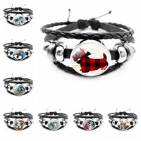 2020 new cute black dog cartoon mini glass convex snap button black handmade bracelet personalized bracelet jewelry