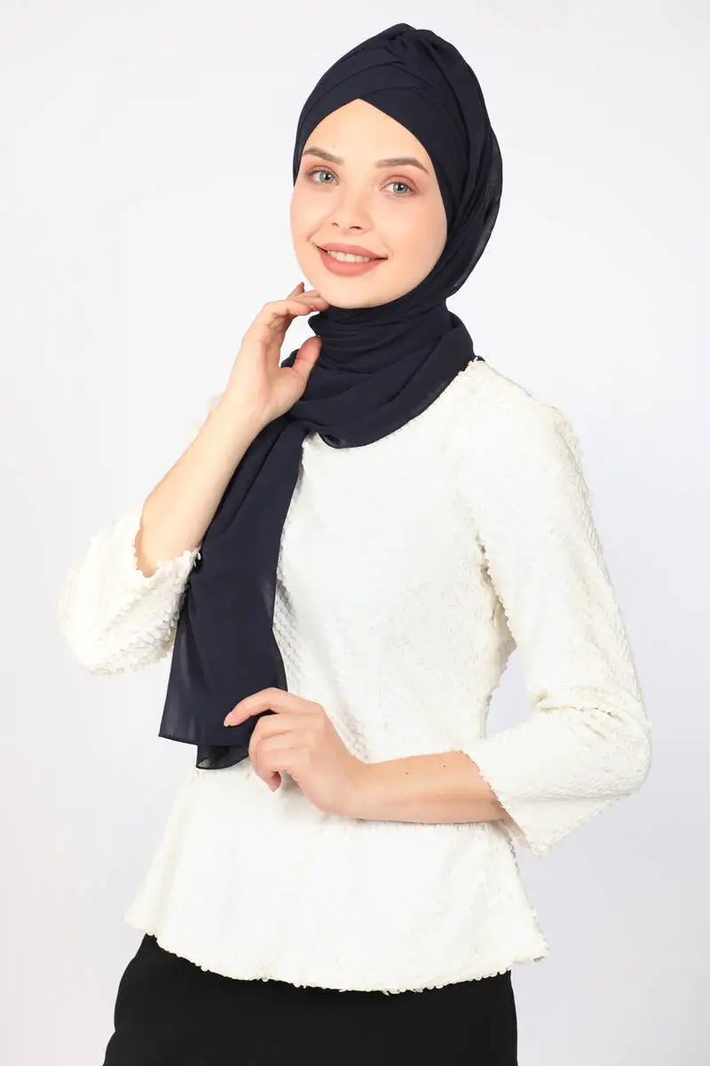 

Miray Double Banded Shawl Bathing Cap Navy Blue