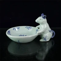 china old porcelain blue and white chinese zodiac mouse brush wash