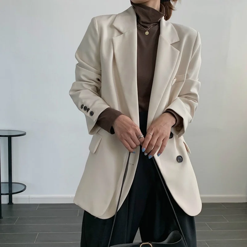 Korean Fashion Chic Blazers Women Solid Colors Single Breasted Office Suits 2021 Spring Autumn New Fashion Commute Casual Blazer