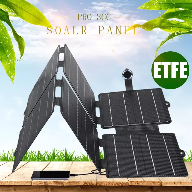 

2023NEW 60W Real Power Foldable Solar Panels ETFE Waterproof Dual USB 5V Folding Solar Plate Charger for Mobile Phone Outdoor Ca
