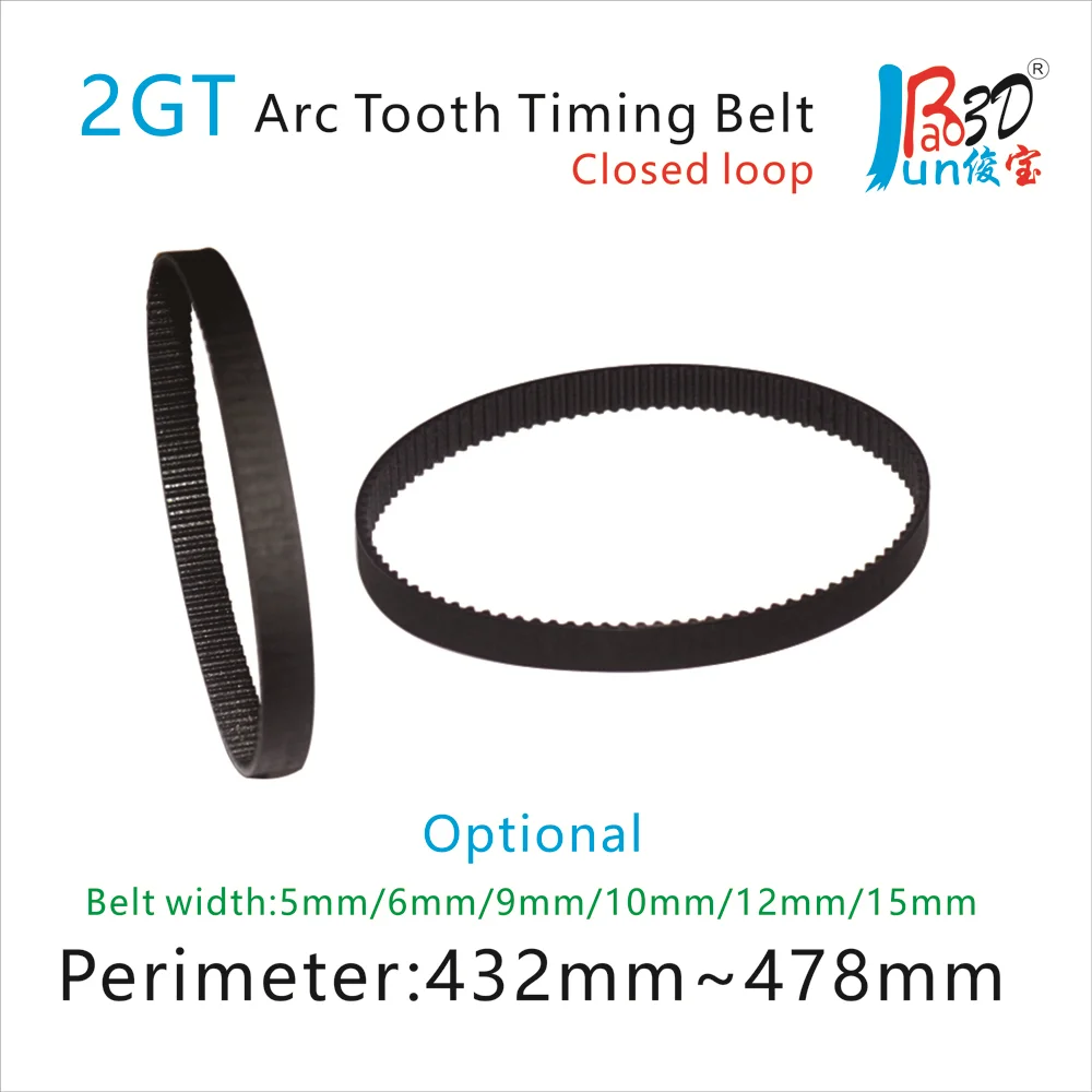 

Black 2GT Synchronous Timing Belt Perimeter Line GT2 Belt 432-478MM Rubber Closed Loop Pitch 2MM Width 6 10 15MM 3D Printer