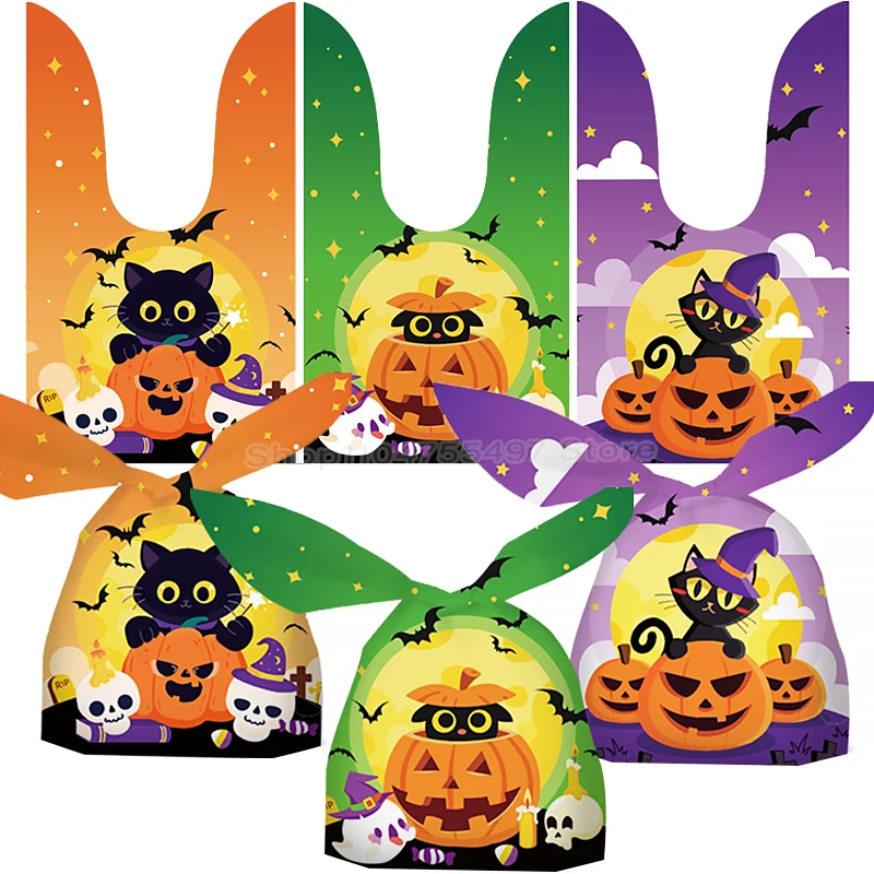 

Пластиковая подарочная сумка с ушками на Хэллоуин