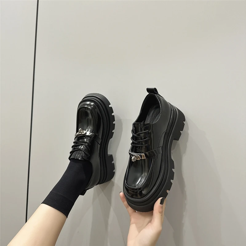 AIYUQI Loafer Shoes For Women 2023 New Locking Genuine Leather Women Shoes British Style Platform Uniform Shoes For Women