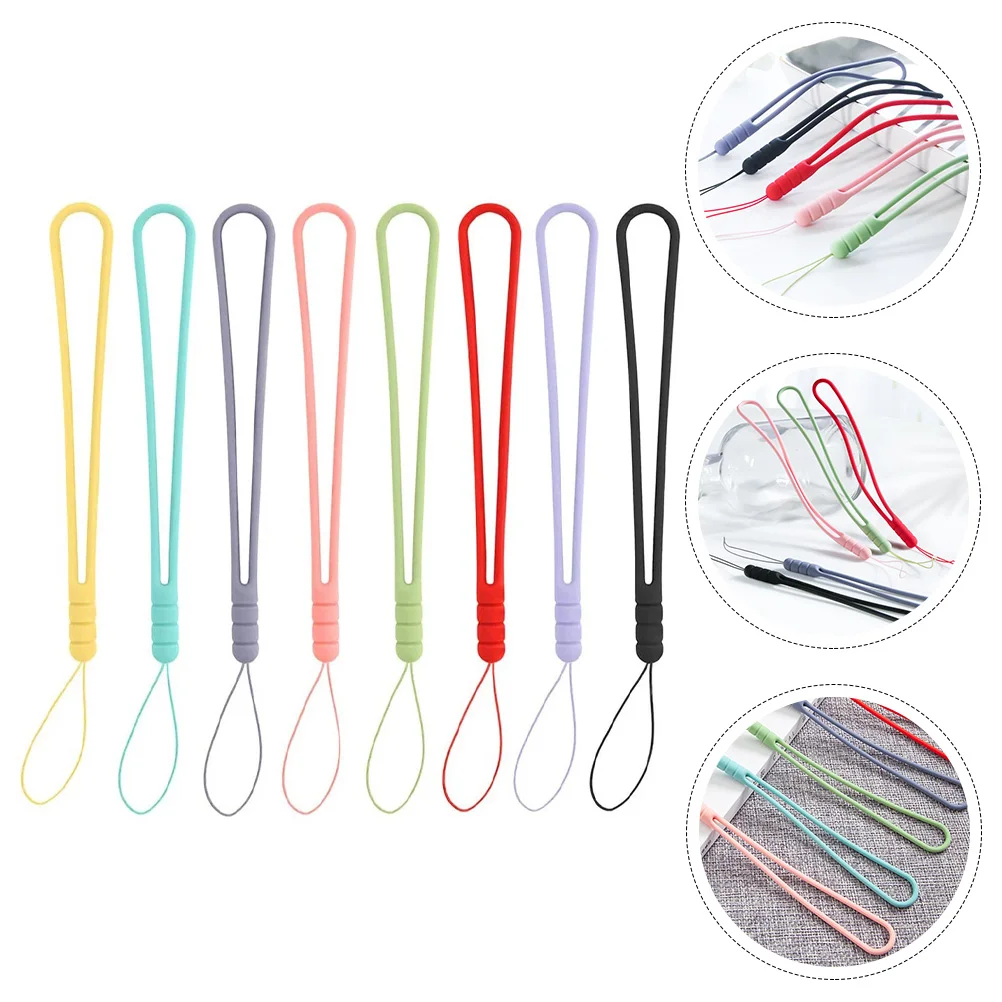 

8 Pcs Phone Keychain Strap Silicone Lanyard Universal Mobile Chic 15CM Hanging Rope Silica Gel Short Case